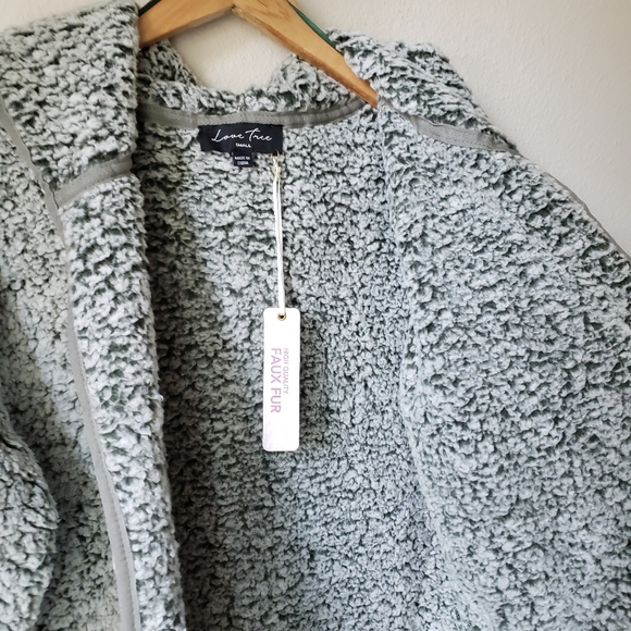 Faux Fur Hooded Sweater Jacket - Picture 6 of 10